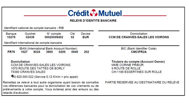 Info de paiement